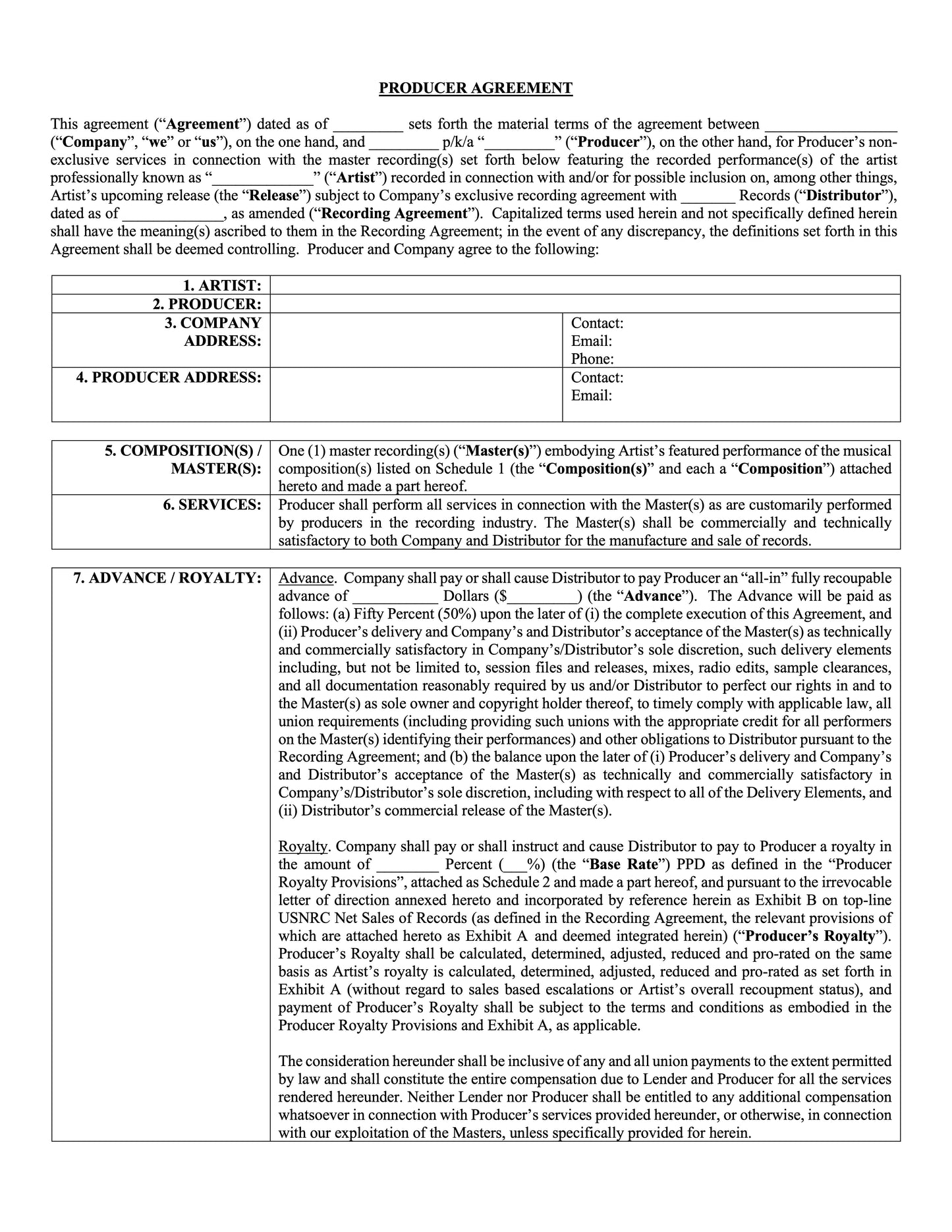 Producer Agreement Negotiation Toolkit