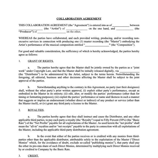 Collaboration Agreement (50/50 Split)