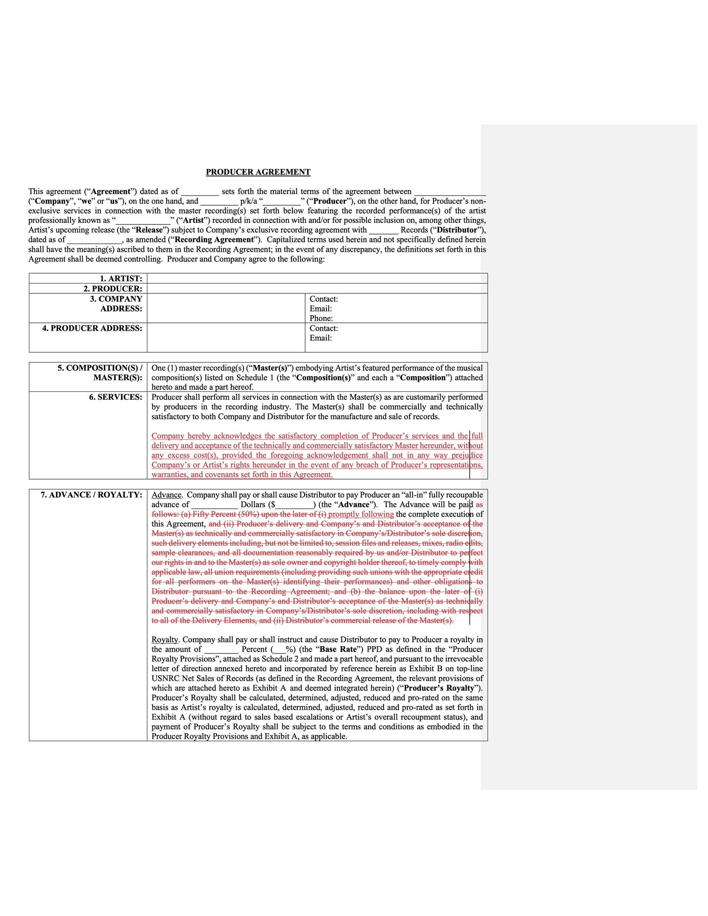 Producer Agreement Negotiation Toolkit