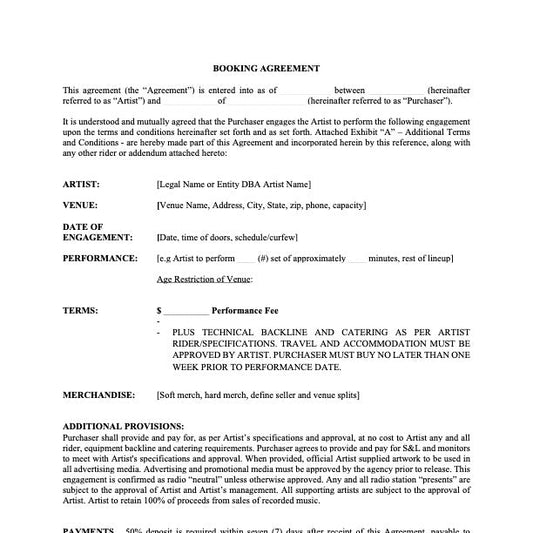 Concert Booking Agreement
