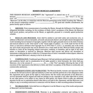 Session Musician Agreement (Flat Fee Buyout)